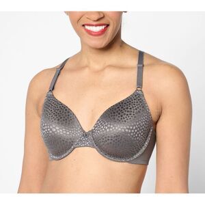 Breezies Women's Bra Sz 44D Diamond Shimmer Underwire T-Shirt Gray A630701